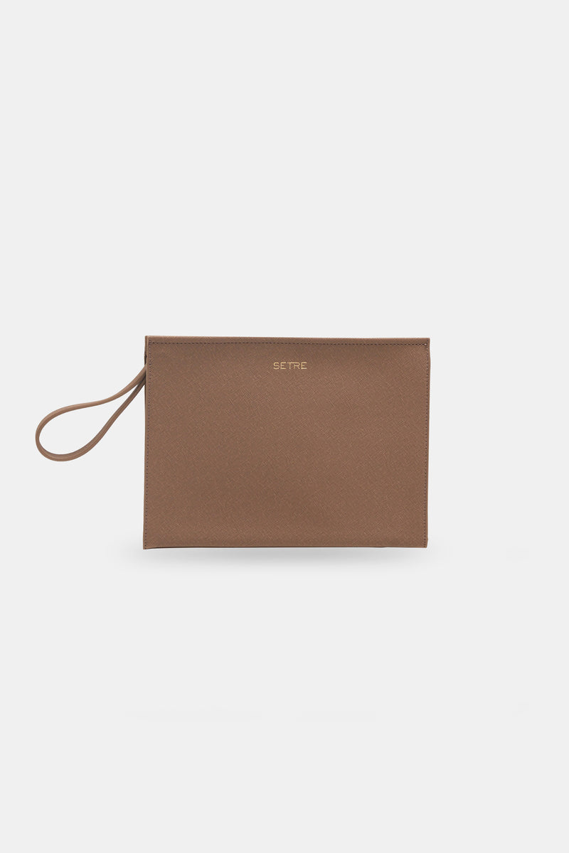 Setre Zipper Detailed Portfolio Bag Dark Beige