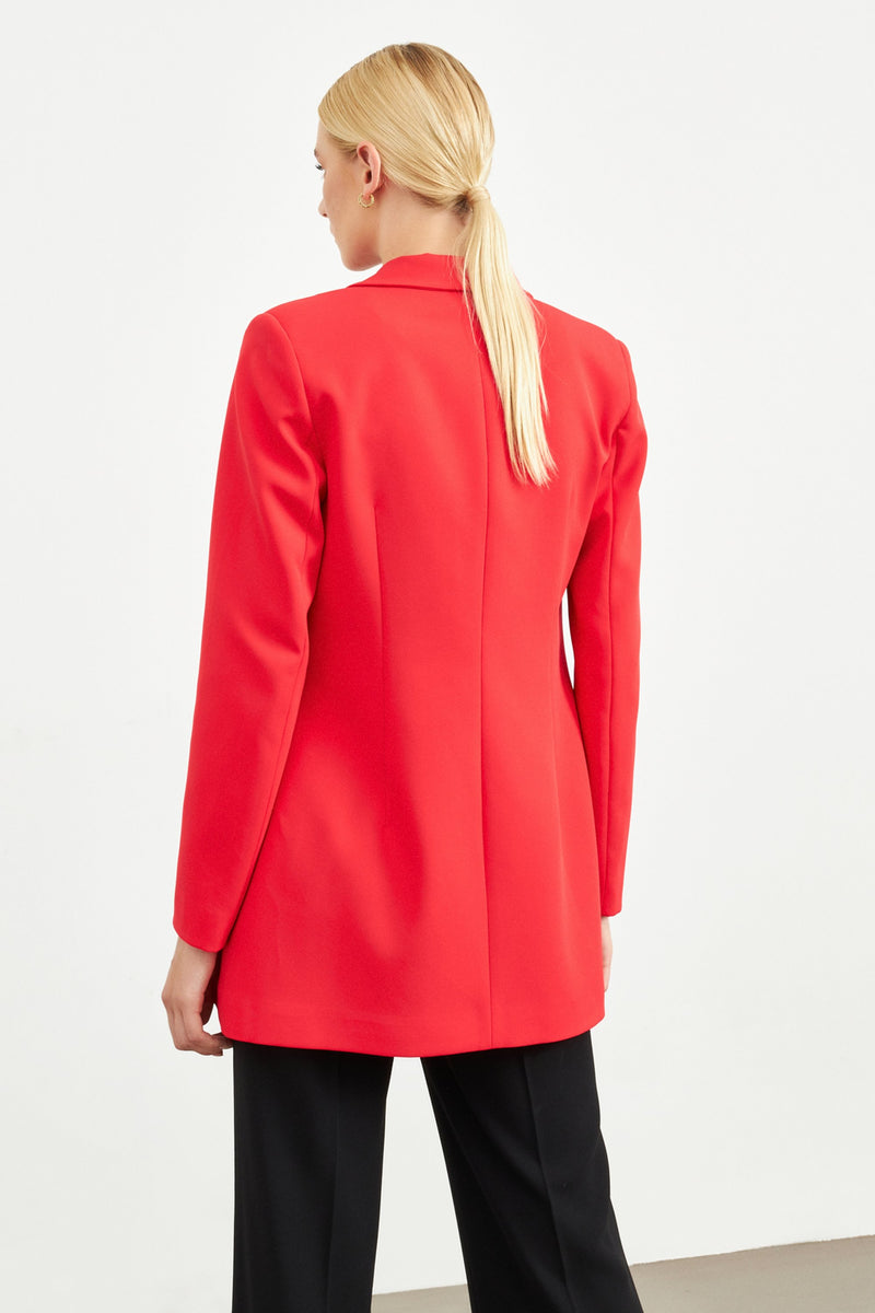 Setre Asymmetrical Button Detailed Jackets Red
