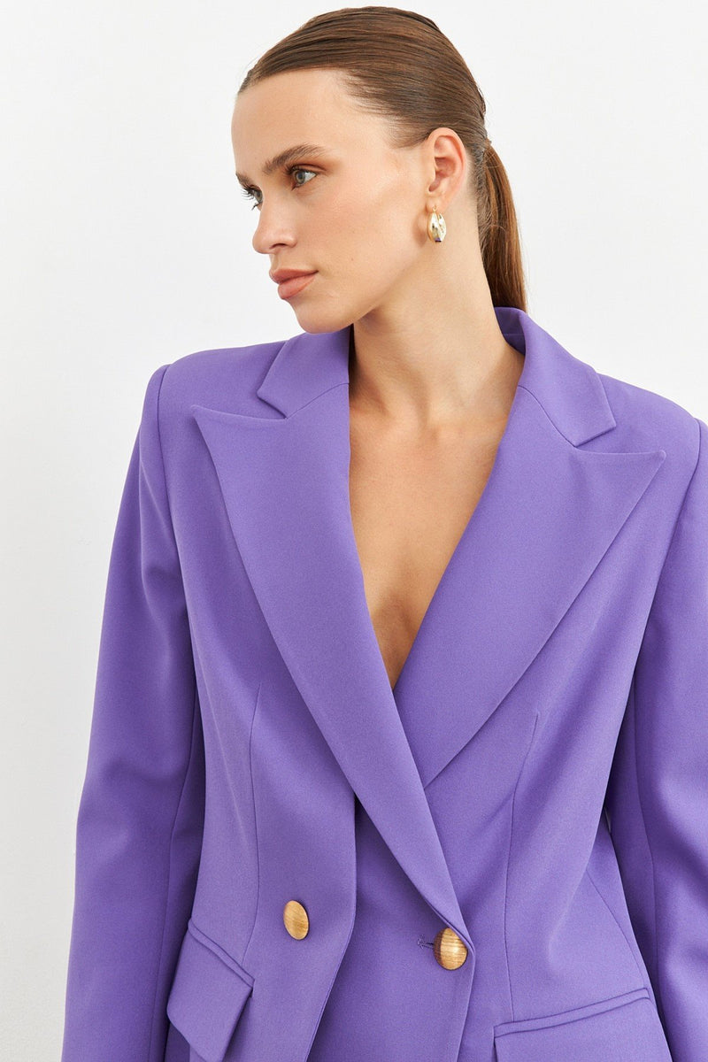Setre Asymmetrical Button Detailed Jackets Purple