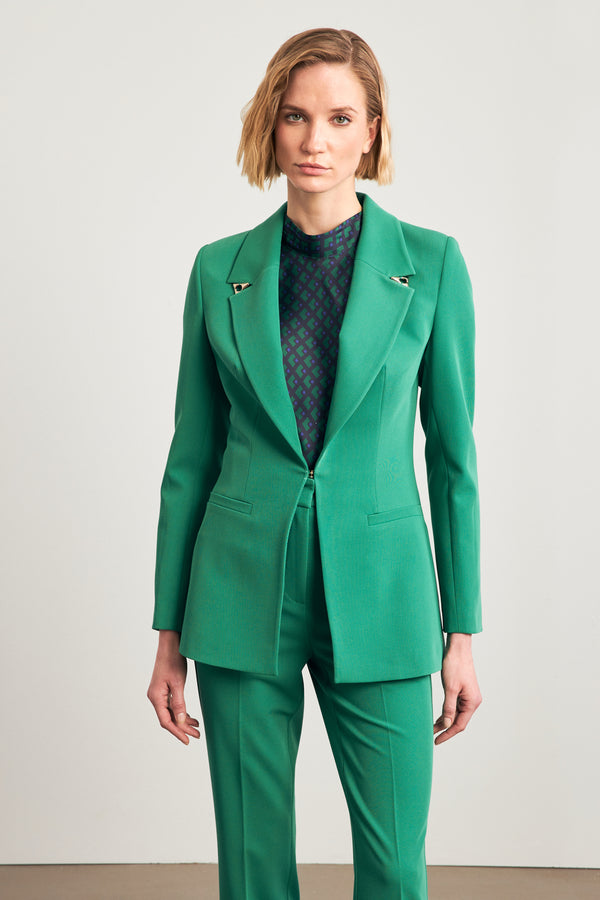 Setre Solid Blazer With Metal Accessory Green