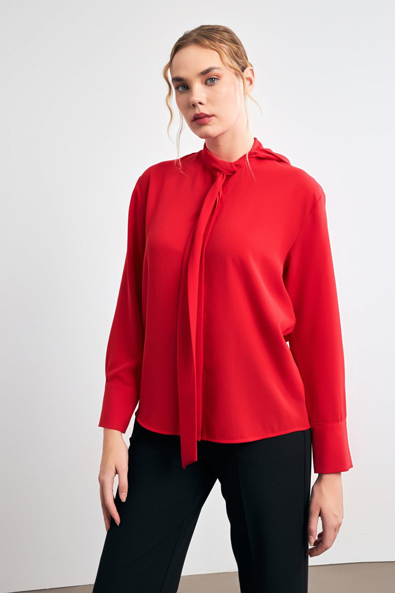 Setre Casual Cut Shirt With Halter Tie Detail Red