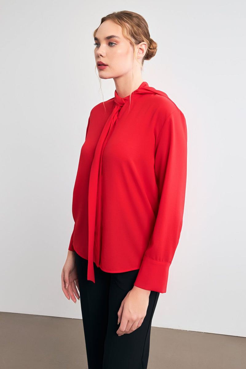 Setre Casual Cut Shirt With Halter Tie Detail Red