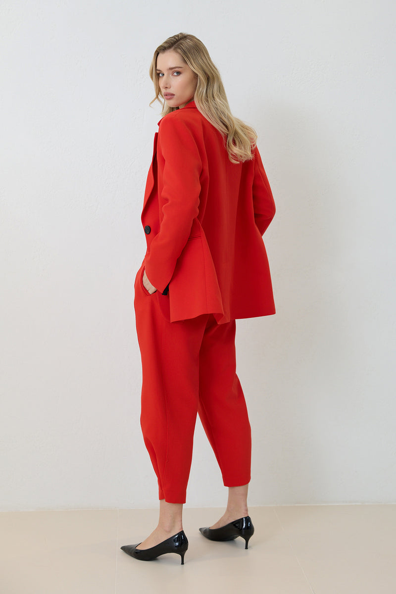 Setre Single Button And Pocket Detailed Jacket Red