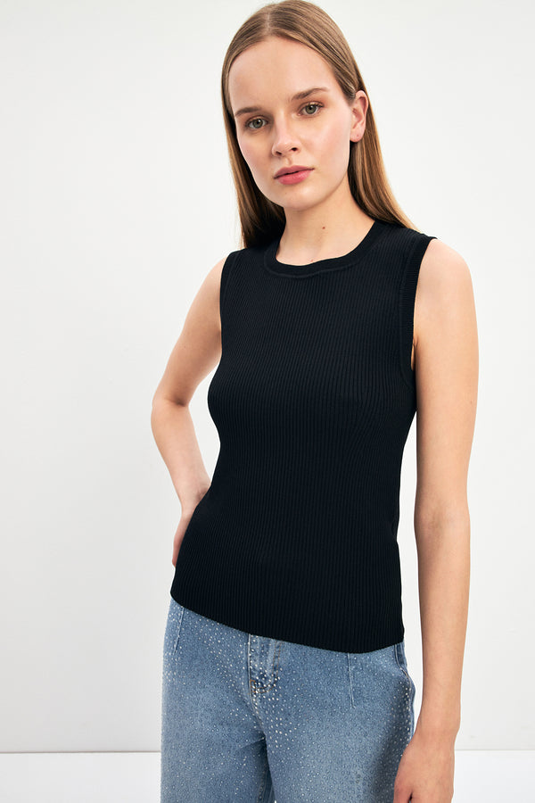 Setre Crew Neck Sleeveless Knitwear Black