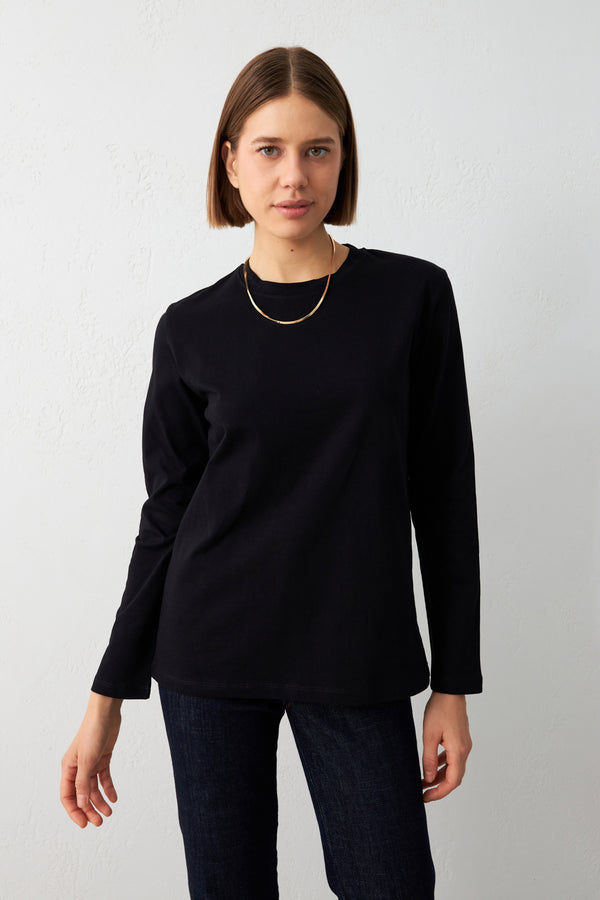 Setre Crew Neck Long Sleeve T-Shirt Black