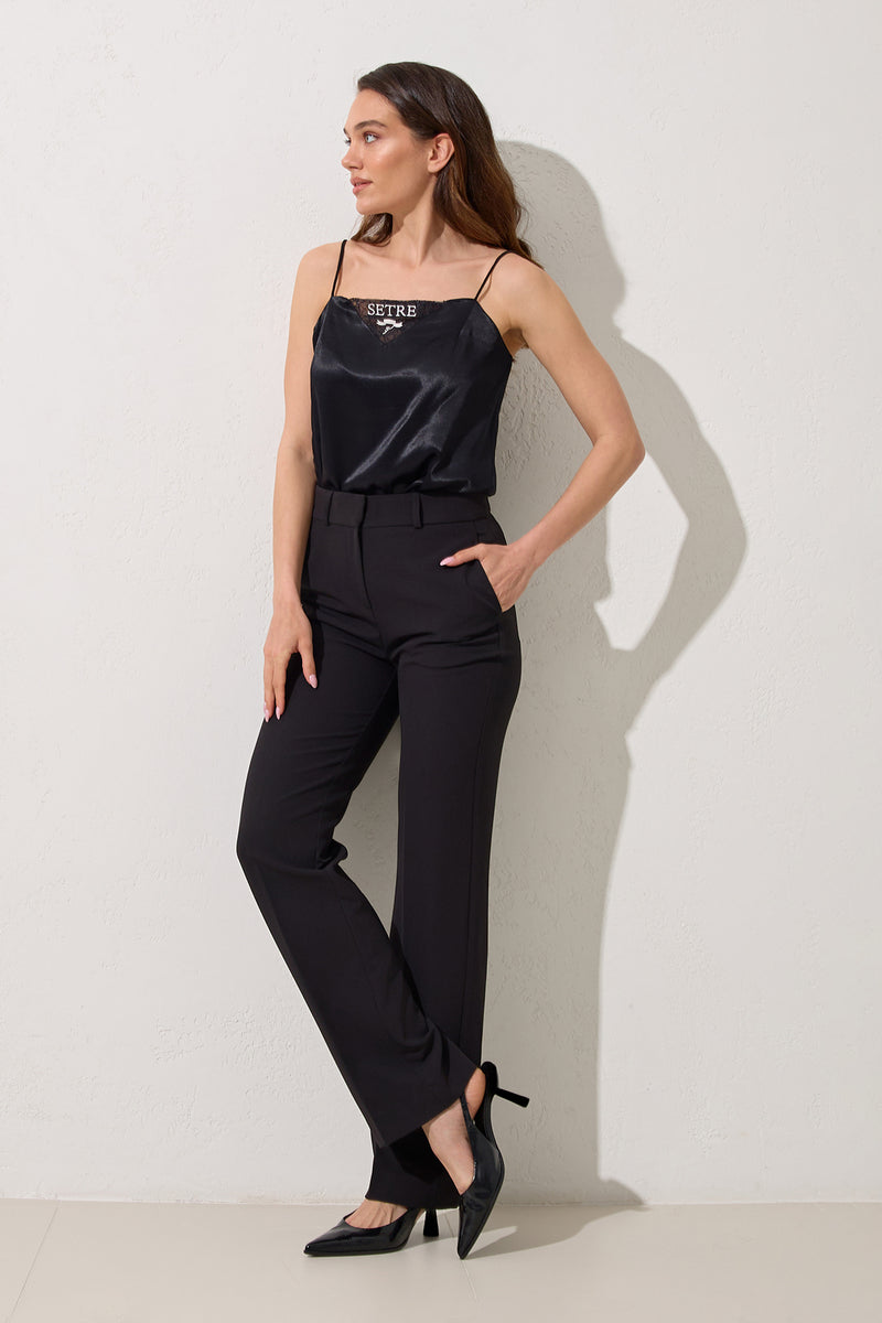 Setre Pocket Detailed Full Cut Trousers Black