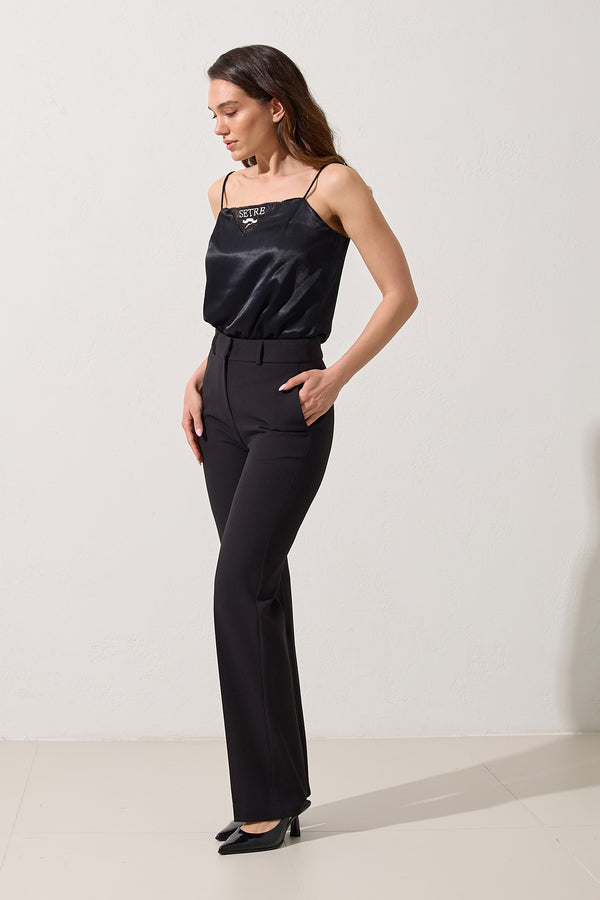 Setre Pocket Detailed Full Cut Trousers Black