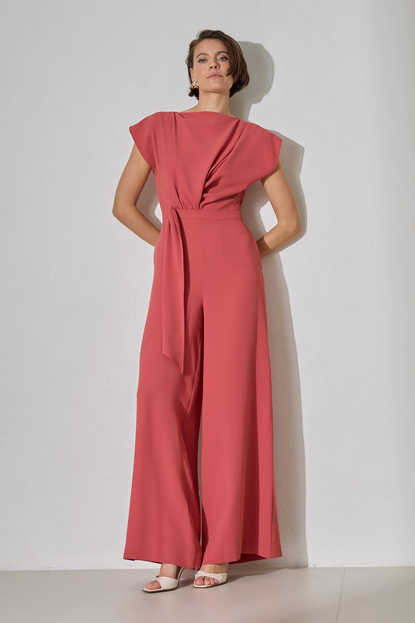 Setre Draped Tie Detail Jumpsuit Dusty Rose