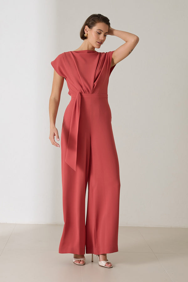 Setre Draped Tie Detail Jumpsuit Dusty Rose