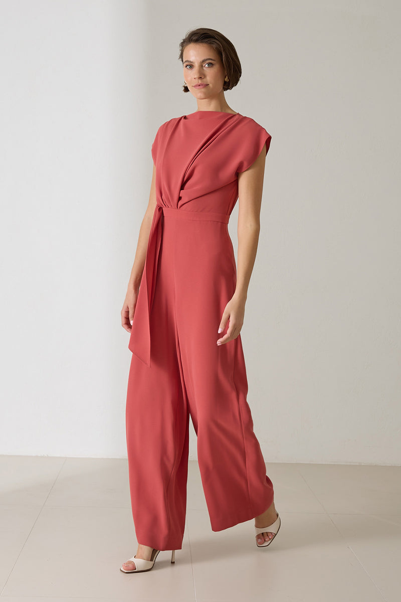 Setre Draped Tie Detail Jumpsuit Dusty Rose