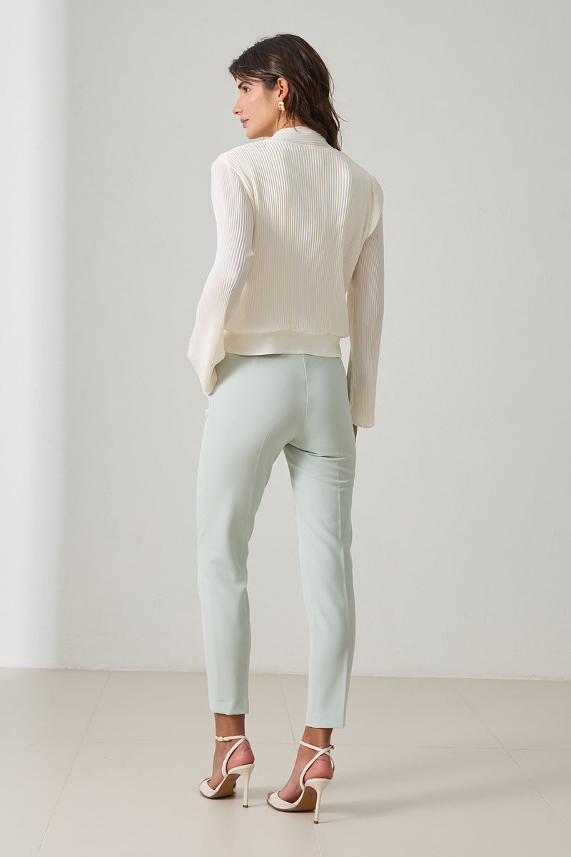 Setre V Neck Blouse With Neck Tie Detail Cream