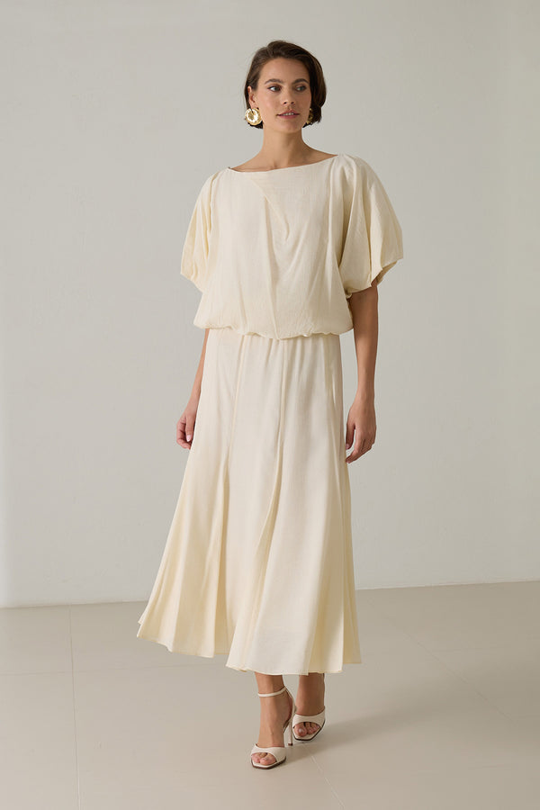 Setre Waist And Sleeve Detailed Blouse Cream