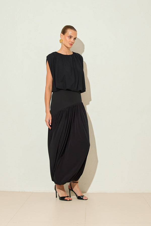 Setre Bubble Hem Sleeveless Blouse Black