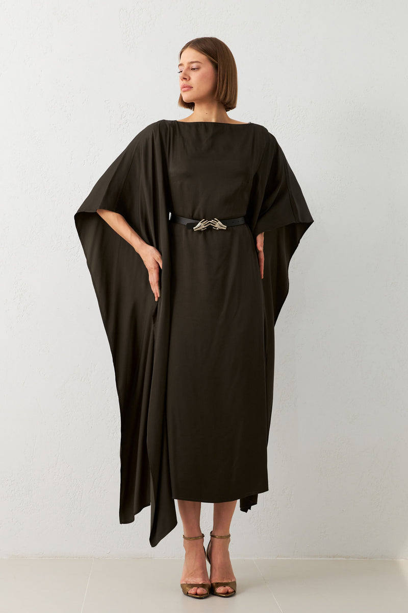 Setre Belt Detailed Asymmetrical Midi Dress Brown