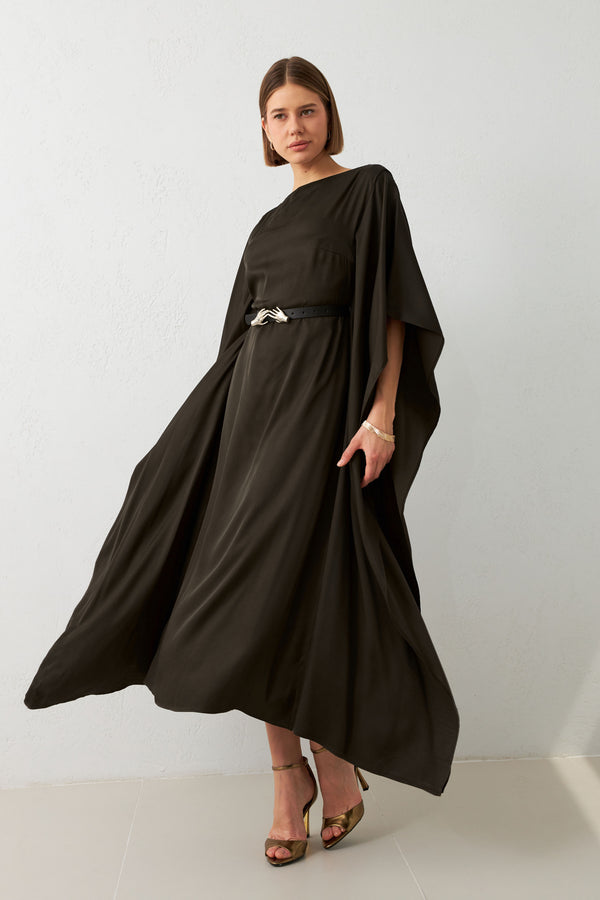 Setre Belt Detailed Asymmetrical Midi Dress Brown