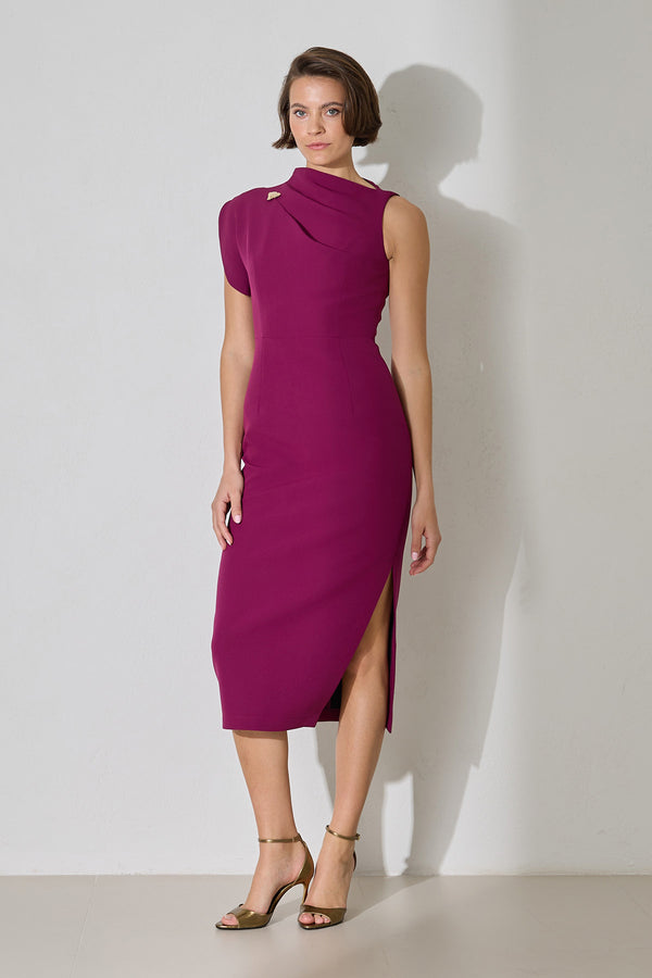 Setre Thin Straps Midi Dress Dark Fuchsia