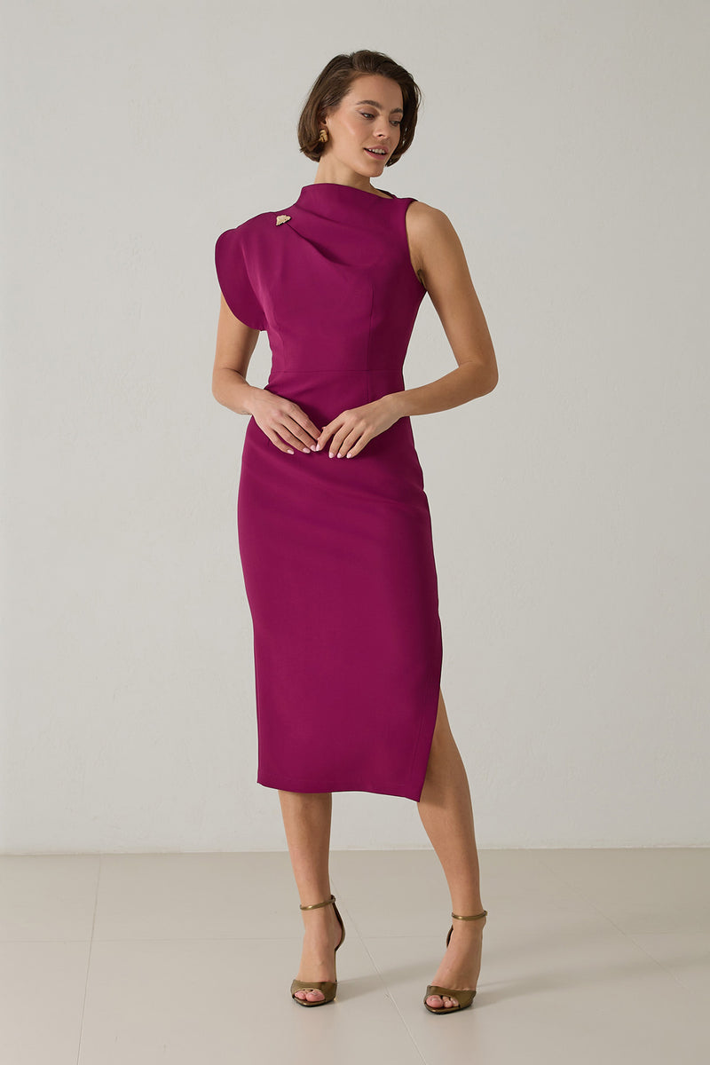 Setre Thin Straps Midi Dress Dark Fuchsia