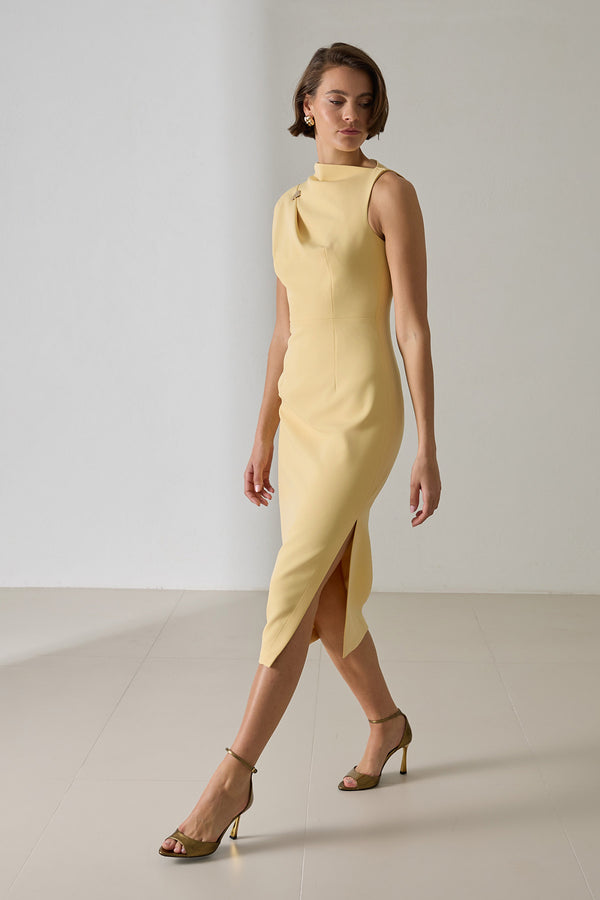 Setre Thin Straps Midi Dress Light Yellow