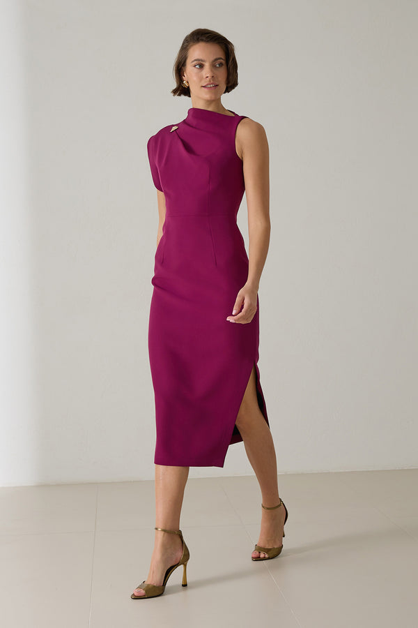 Setre Thin Straps Midi Dress Dark Fuchsia
