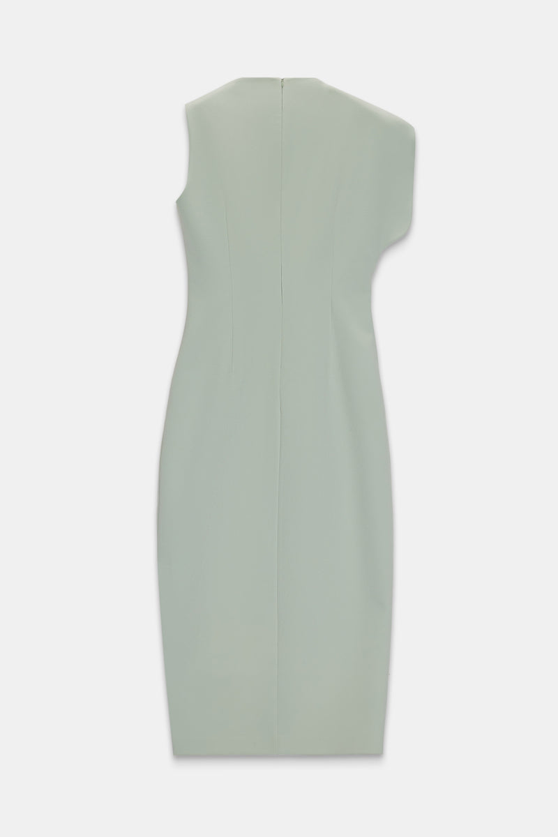 Setre One Shoulder Detailed Full Cut Midi Length Dress Green