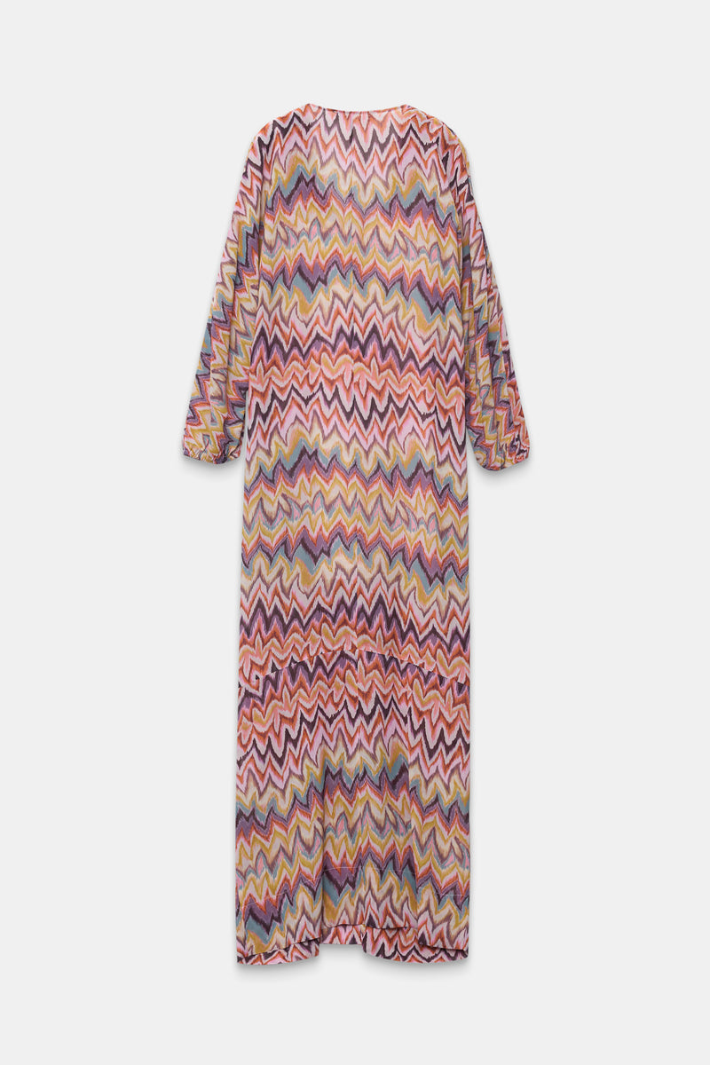 Setre V Neck Patterned Long Sleeve Dress Purple