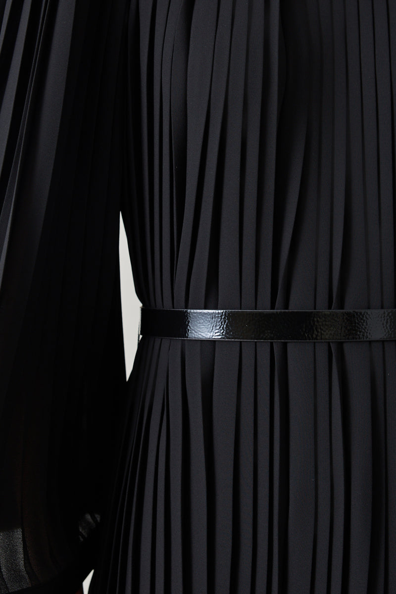 Setre Waist Belt And Pleat Detailed Midi Length Dress Black