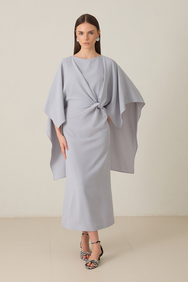 Setre Twisted Detail Cape Dress Light Grey