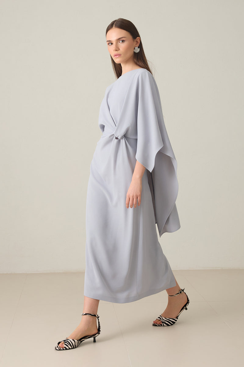 Setre Twisted Detail Cape Dress Light Grey