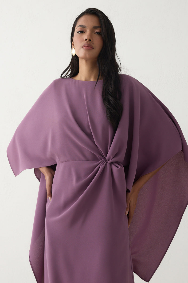 Setre Twisted Detail Cape Dress Purple