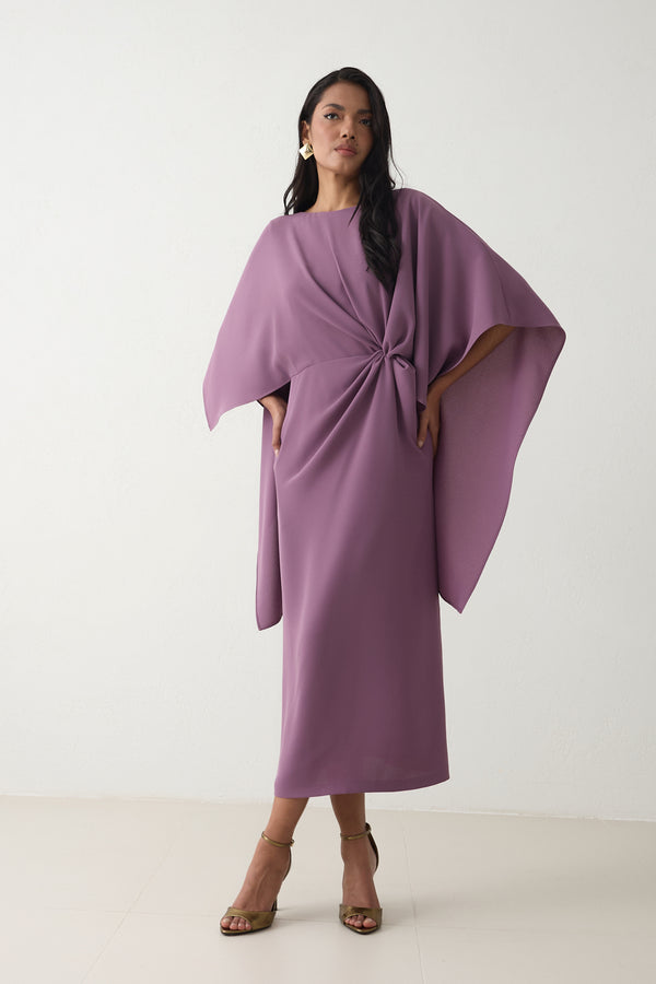 Setre Twisted Detail Cape Dress Purple