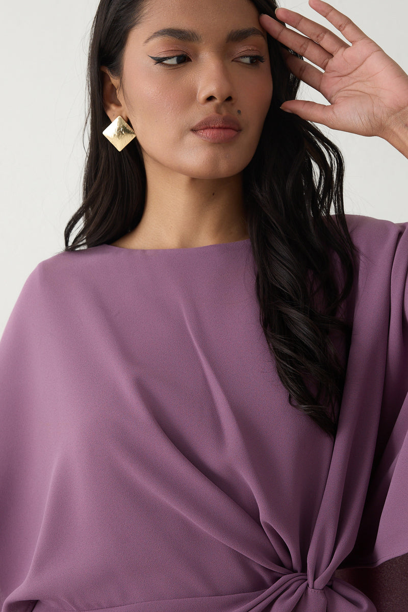 Setre Twisted Detail Cape Dress Purple