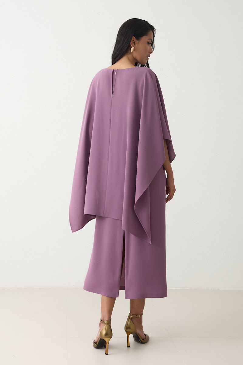 Setre Twisted Detail Cape Dress Purple