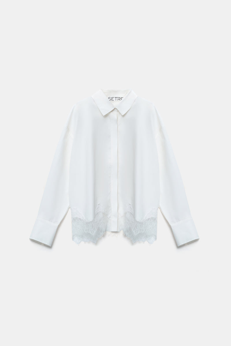 Setre Lace Detailed Long Sleeve Shirt Ecru