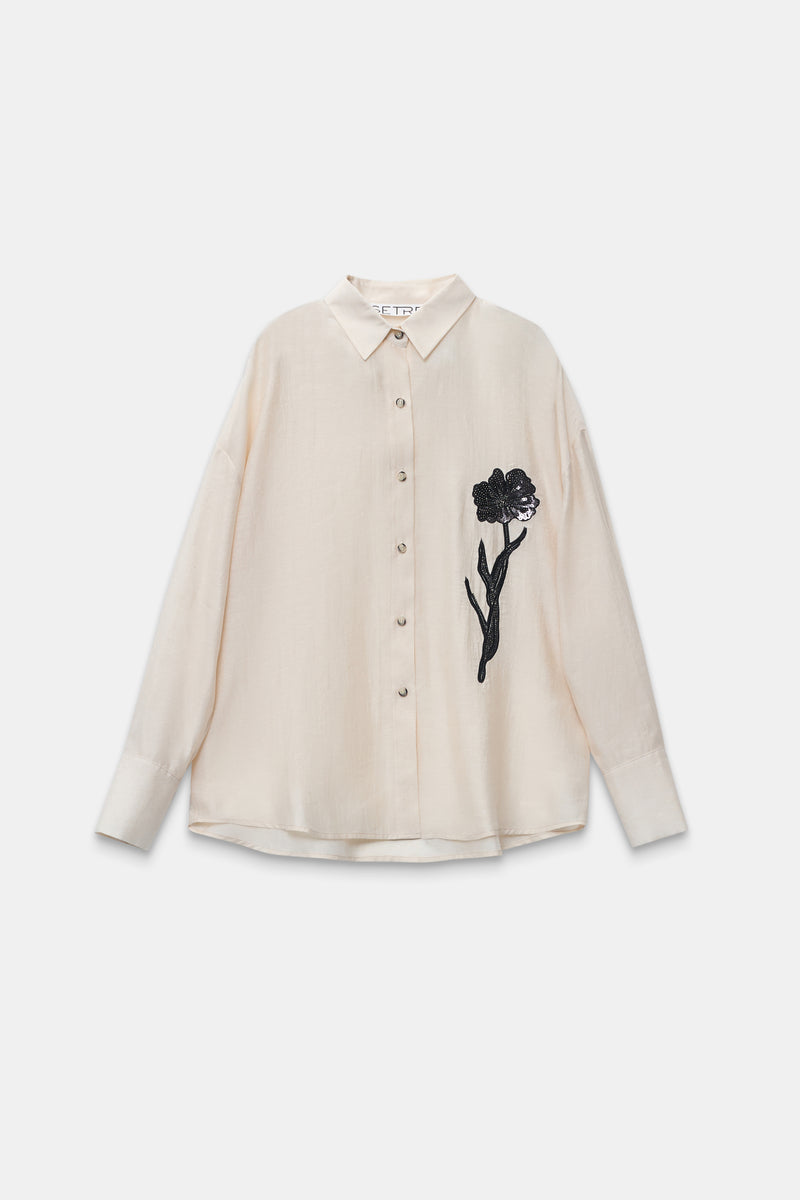 Setre Flower-Embellished Shirt Cream