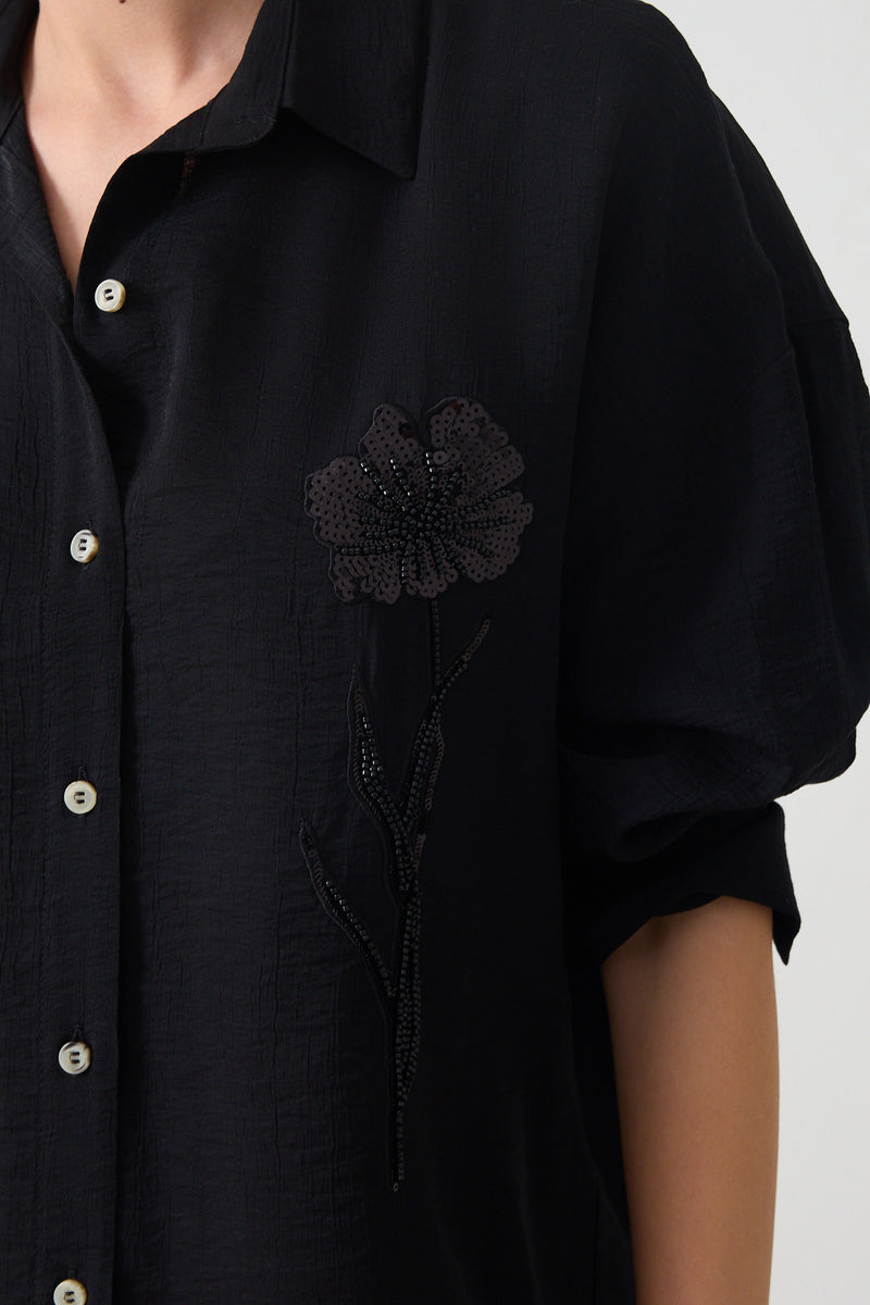 Setre Flower-Embellished Shirt Black