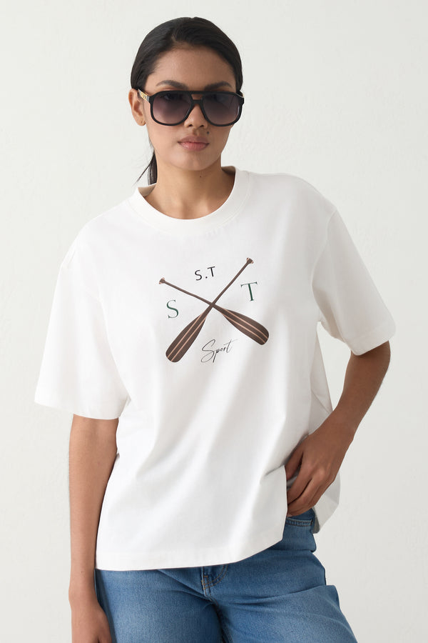 Setre Graphic Print T-Shirt Ecru