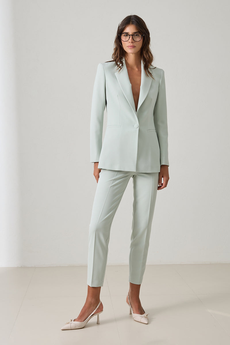 Setre Single Button Jacket, Pocket Detailed Trouser Suit Mint