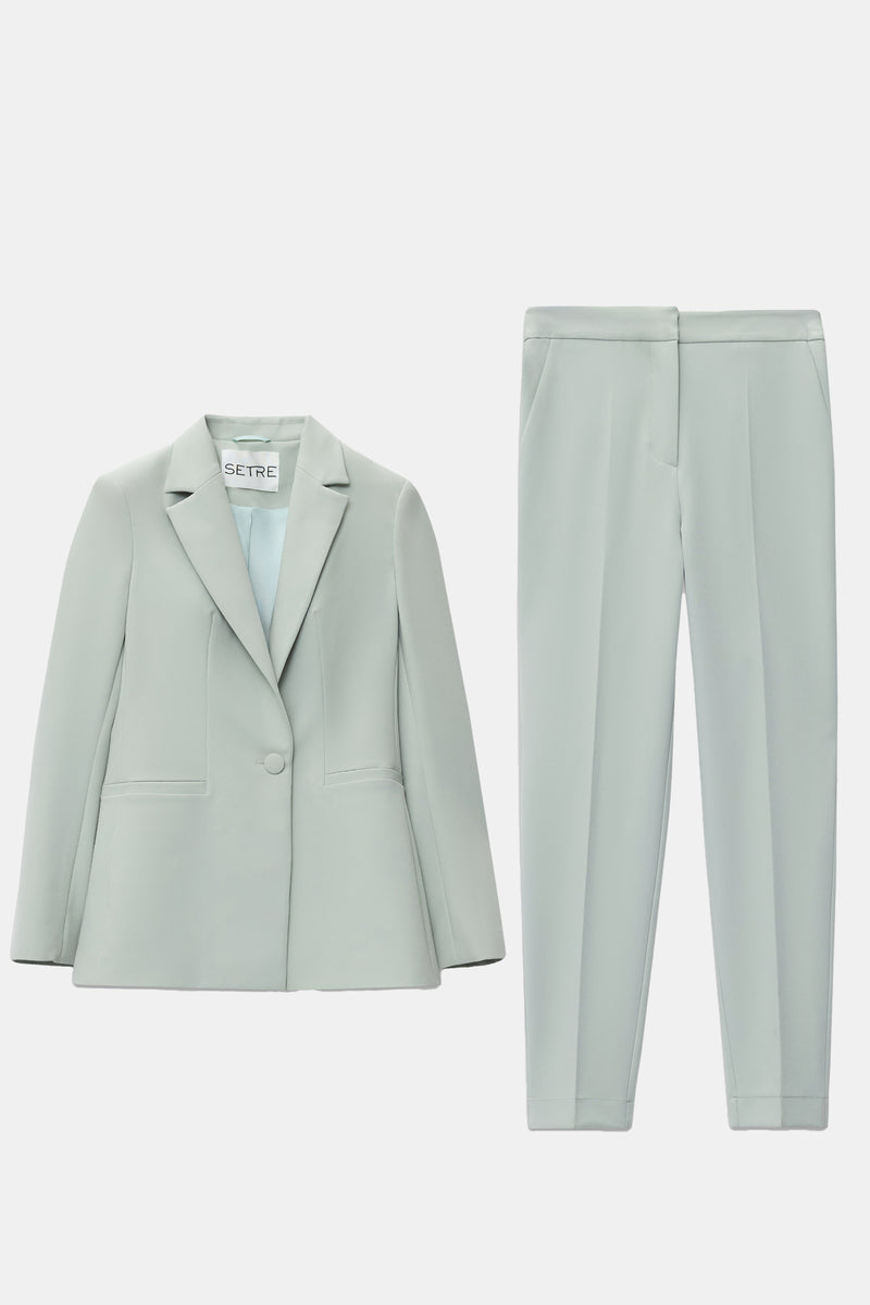 Setre Single Button Jacket, Pocket Detailed Trouser Suit Mint