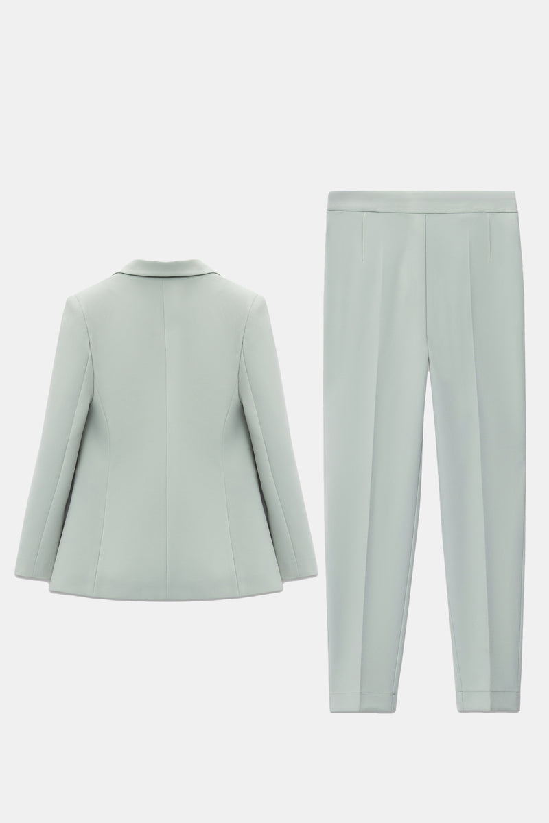 Setre Single Button Jacket, Pocket Detailed Trouser Suit Mint