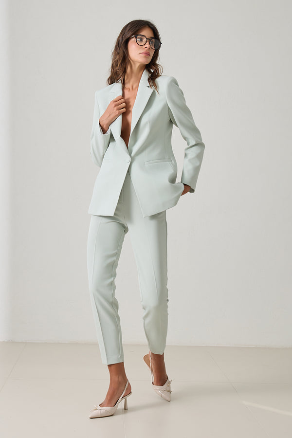 Setre Single Button Jacket, Pocket Detailed Trouser Suit Mint