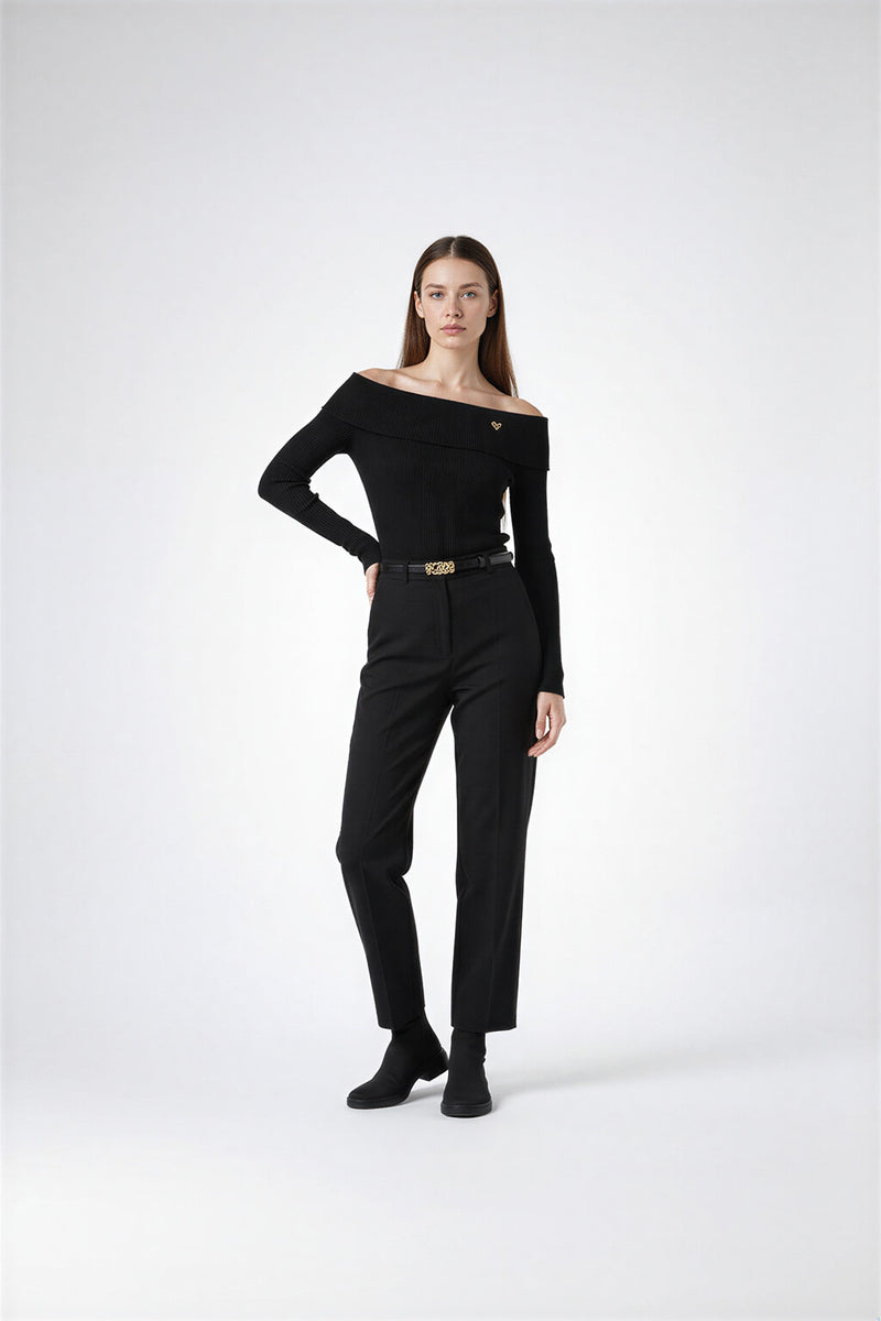 Setre Madonna Collar Long Sleeve Knitwear Black