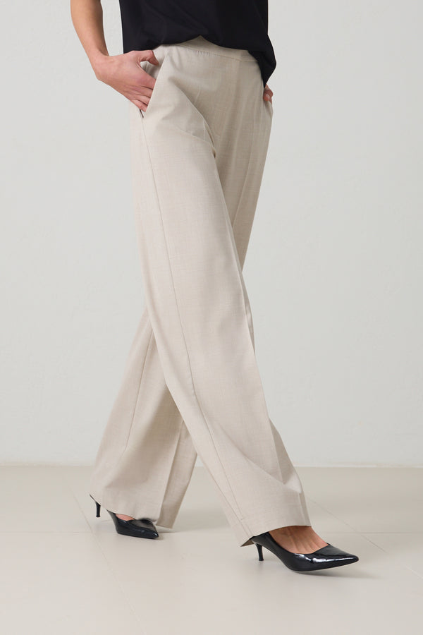 Setre High Waist Formal Trousers Beige