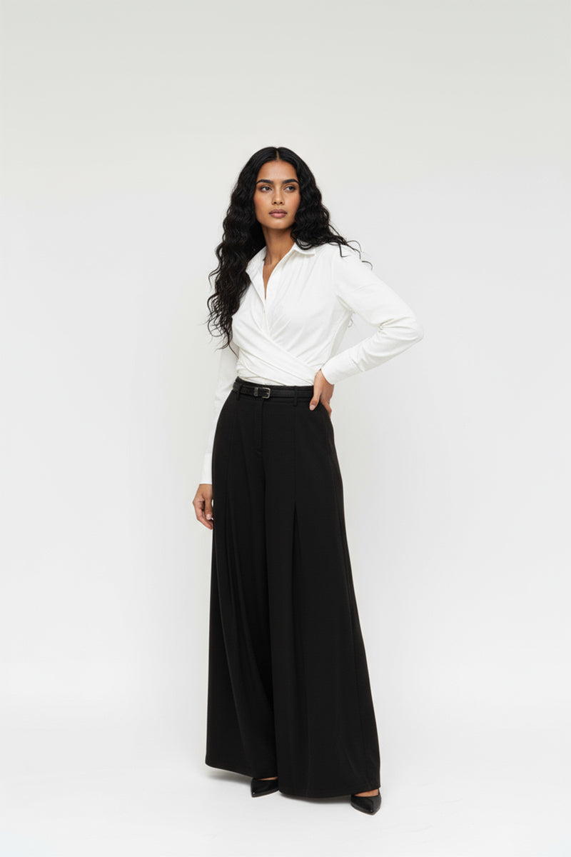 Setre Inverted Pleat Wide Trousers Black