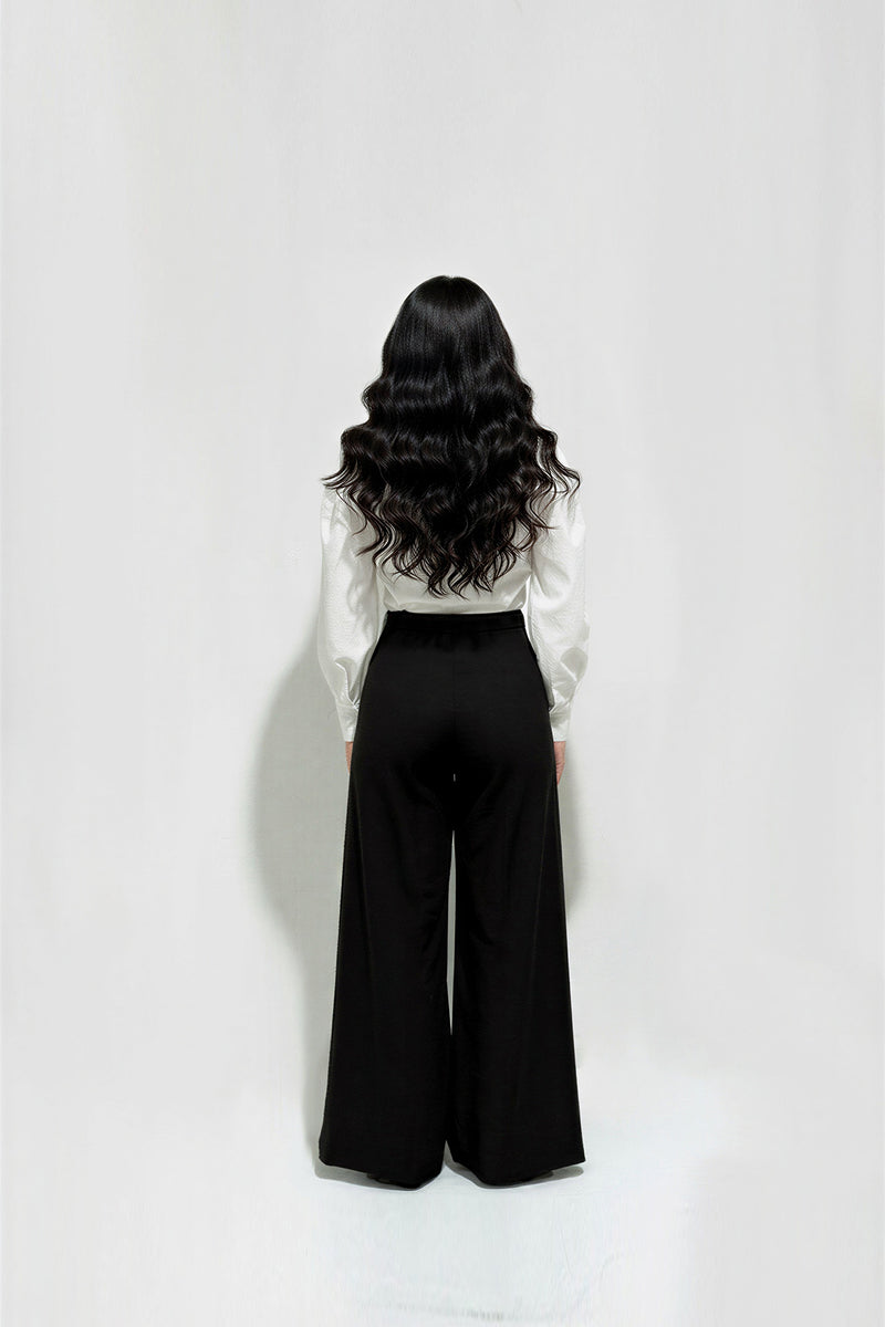 Setre Inverted Pleat Wide Trousers Black