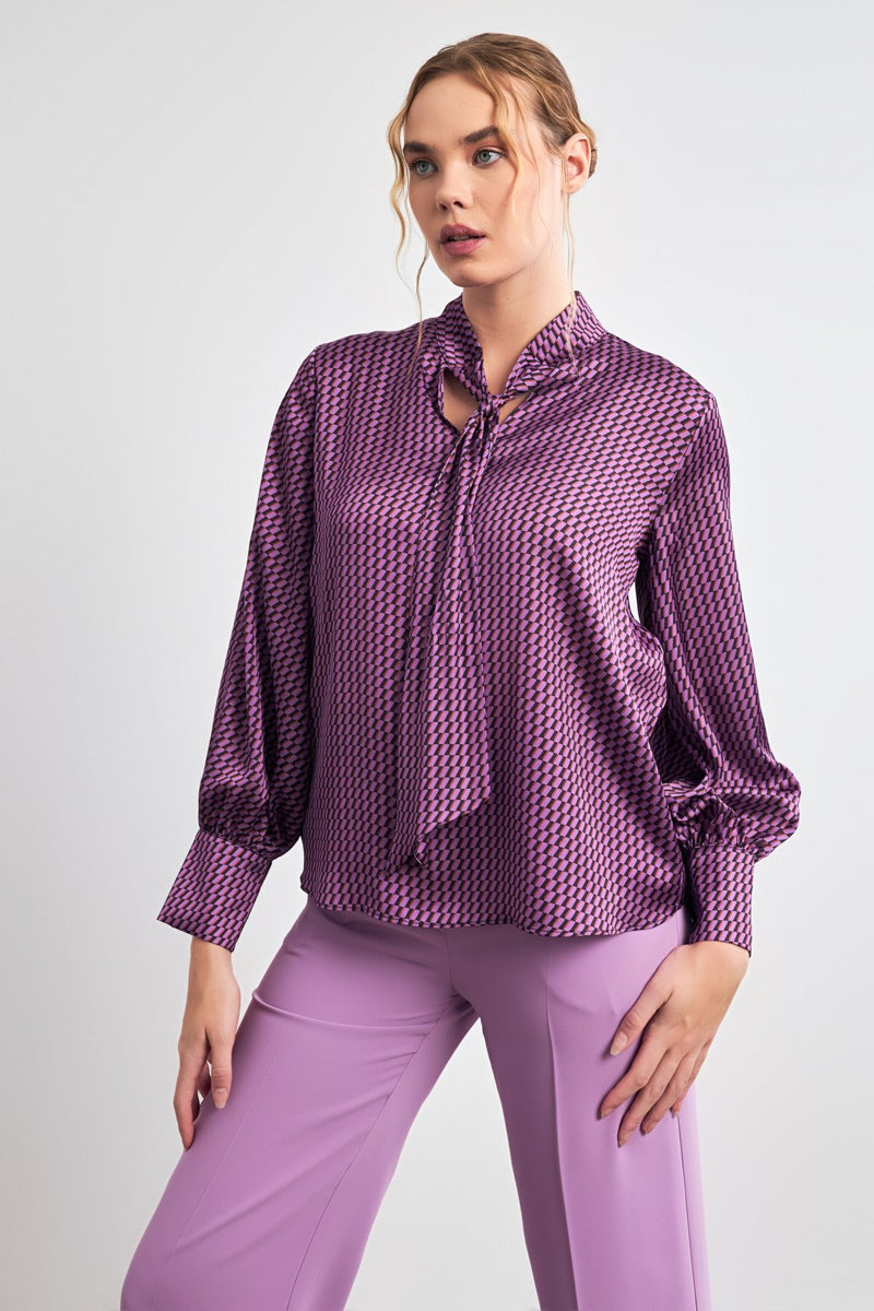 Setre Patterned Blouse With Detailed Collar  Fuchsia