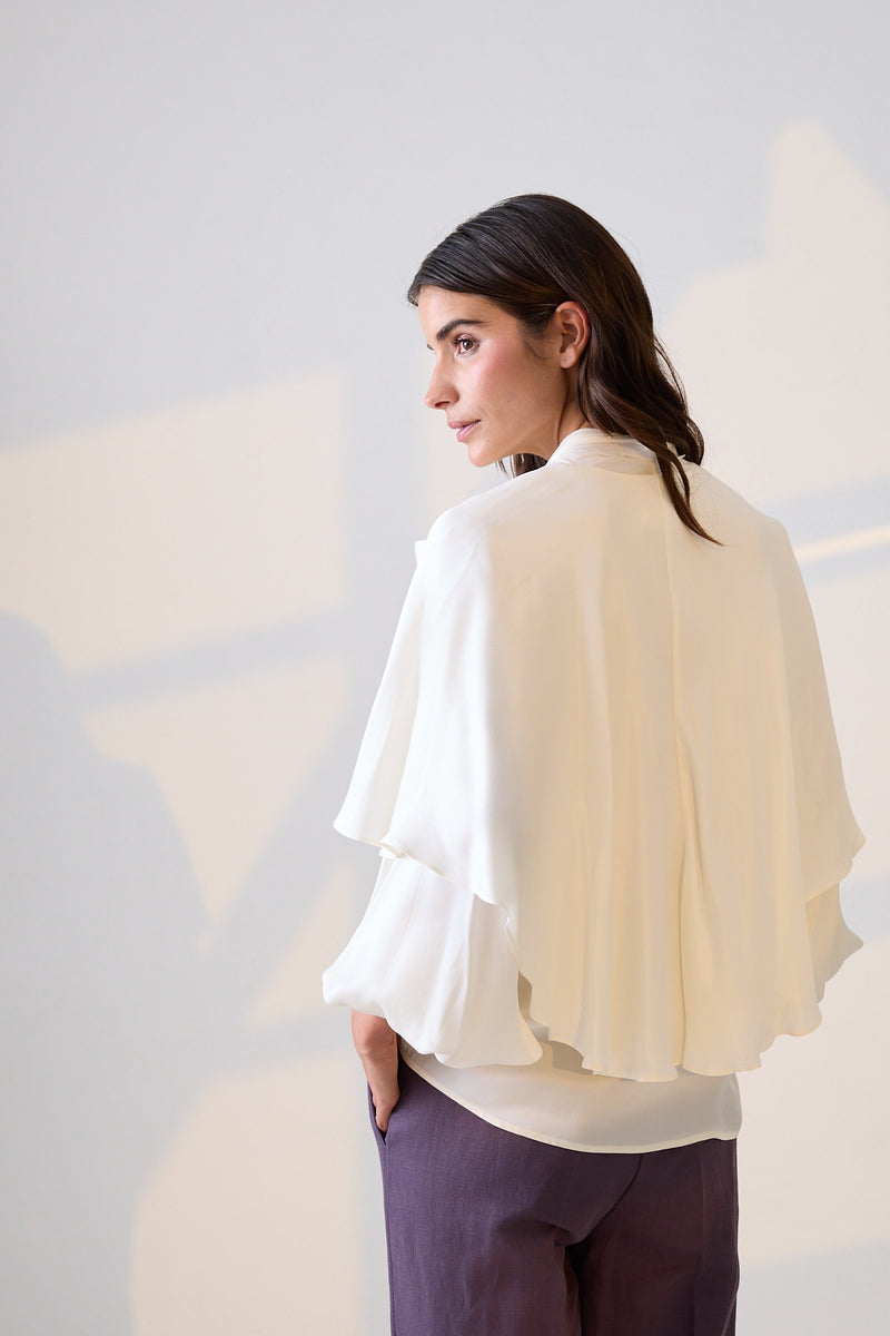 Setre Cape-Effect With Tie Detail Blouse Cream