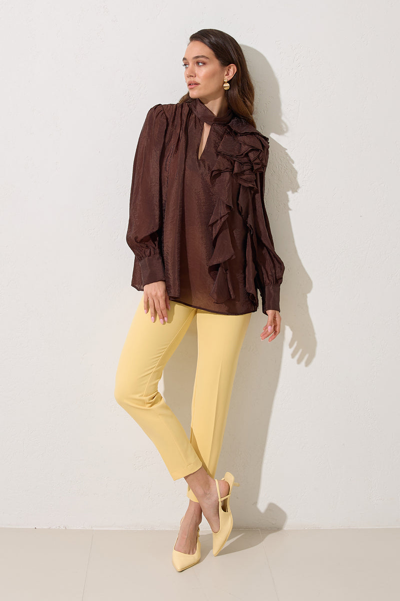 Setre Ruffle Detail Blouse Light Brown