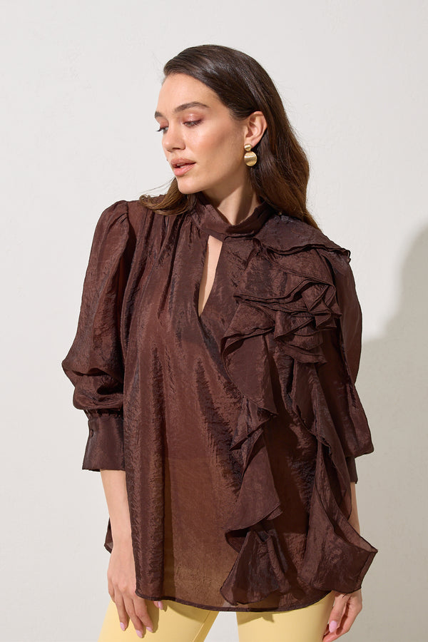 Setre Ruffle Detail Blouse Light Brown