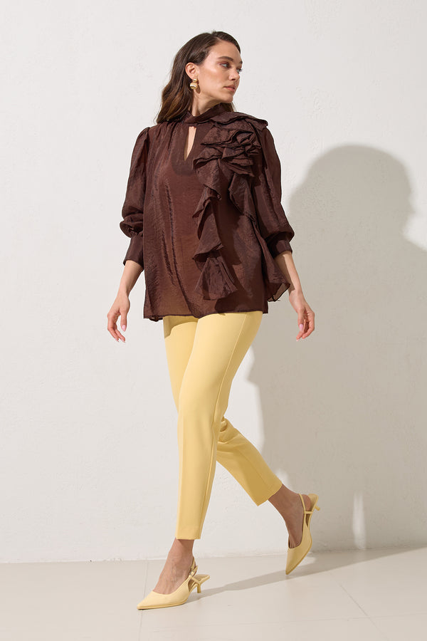 Setre Ruffle Detail Blouse Light Brown