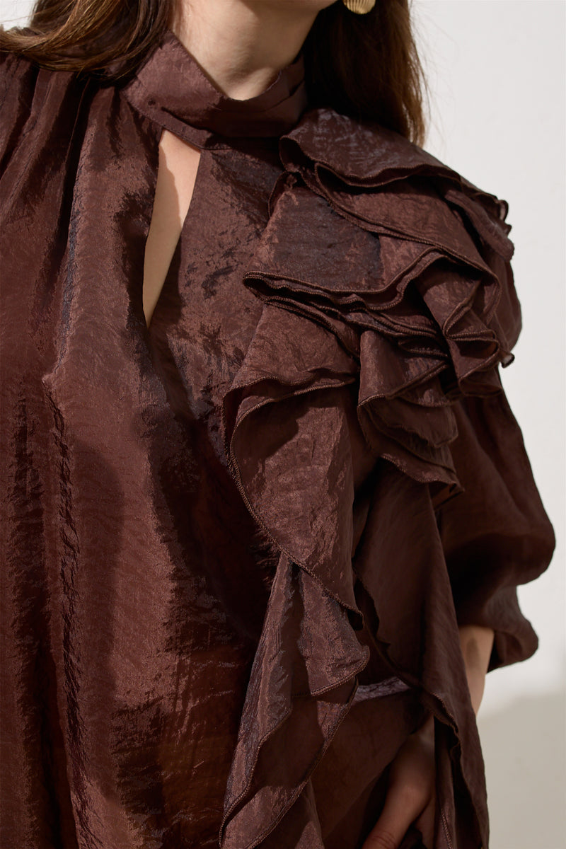 Setre Ruffle Detail Blouse Light Brown